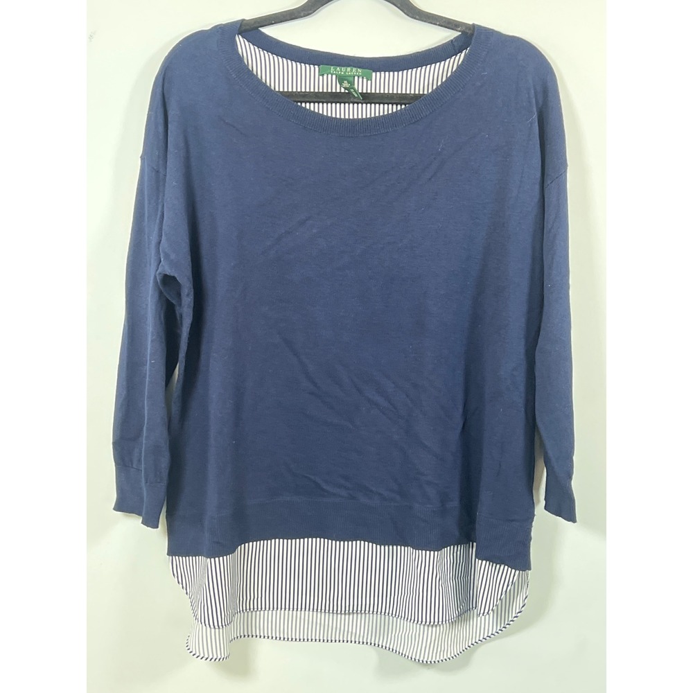 Ralph Lauren Navy‎ Blue Round Neck Lightweight Sweater XL Layer Nautical Preppy
